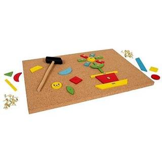 Klar 2 L?r tack A Tile - Wooden Hammer Leget?j til b?rn i alderen 4 ?r og op - 100 former - Big CorkBoard - b?rnevenlige tacks - Foster Imaginati