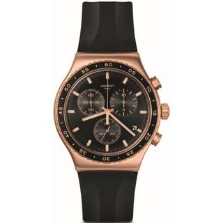 Swatch Stain Sheen Black Dial Black Rubber Strap Unisex Watch YVG410