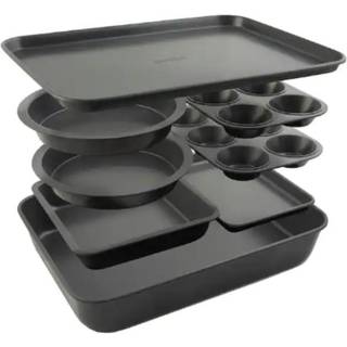 Elbee Home Set med 8 holdbare non-stick carbon stål bagepladser til nem opbevaring