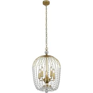 Shower hængelampe, guld/klar, krystalglas, E14, Ø 36 cm