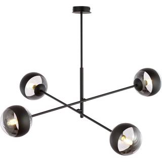 Loftlampe Linear, sort/klar, 4 lyskilder
