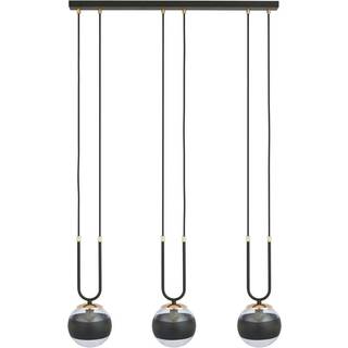 Linear hængelampe, sort/klar, 3 lyskilder