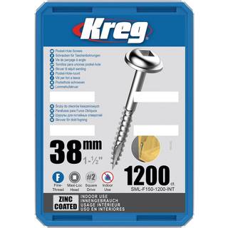 Træskrue Kreg SML-F150; Maxi-Loc; 1,50''; 38 mm; 1200 stk .; fin tråd