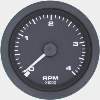 Omdrejningstæller til dieselmotor Veethree Black Premier, dugfri, Ø86 mm, 12 V, generator, sort, 0 - 4000 rpm