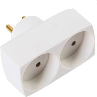 Dobbeltstik | Stikdåse | 220-250V | Hvid | Børnesikret