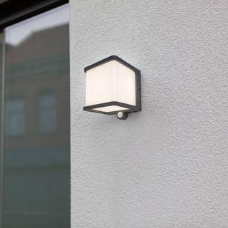 LUTEC Doblo LED væglampe, sort solcelle med sensor 7,5W