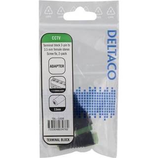 DELTACO 3-pin Terminal block to 3,5mm, 2-Pack, Screw fix, 3,5mm female