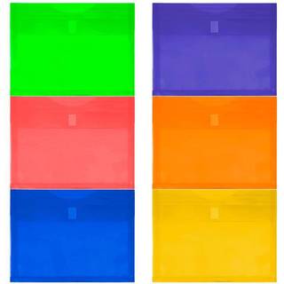 Jampapirplastudvidelse Konvolutter med Hook & Loop lukning - Brevh?fte - 9 3/4 x 13 med 1 tommer ekspansion - Assorterede farver - 6/pakke