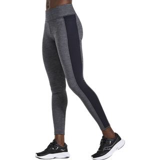 Saucony Solstice Tight M - Grå Løbetights til Dame med Lynlåslomme & Reflekser, Str. M
