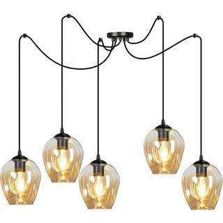 Pendellampe Starla, decentral, 5 lyskilder, ravfarvet