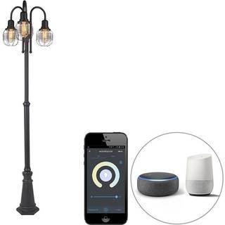 Smart udendørslampe sort 3-lys IP44 inkl. Wifi ST64 - Guardado