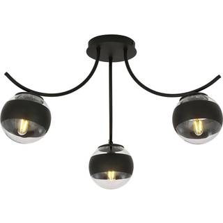 Boston loftslampe, sort/klar, 3-lys