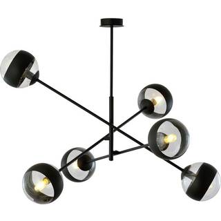 Loftlampe Linear, sort/klar, 6 lyskilder