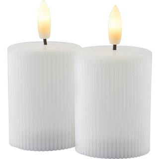 Smilla Mini Genopladelig bloklys 6,5 cm 2 stk. sæt, hvid