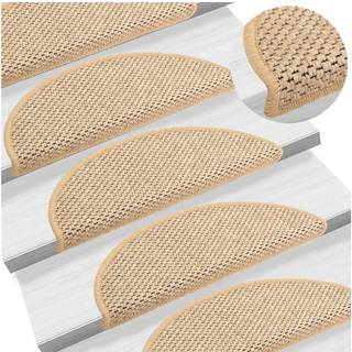 selvklæbende trappemåtter 15stk. 56x17x3cm sisal-look lys beige