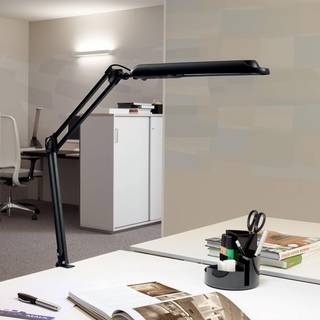 LED-bordlampe MAULatlantic, sort, højde 38 cm, klemmefod