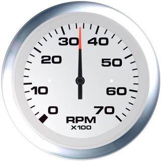Omdrejningstæller til påhængsmotor / benzinmotor Veethree Lido, dugfri, Ø86 mm, 12 V, generator / tændspole, sølv/hvid, 0 - 7000 rpm