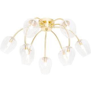 Klassisk loftslampe guld med glas 9-lys - Elien
