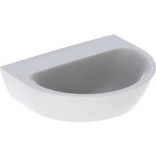 Geberit Renova håndvask med overløb asymmetrisk: Hvid / KeraTect, B=45cm, H=17.3cm, T=36cm, Hanehul=Uden, Overløb=Uden