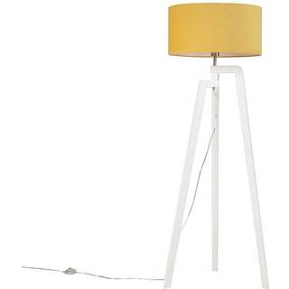 Moderne gulvlampe hvid med majsfarvet skærm 50 cm - Puros