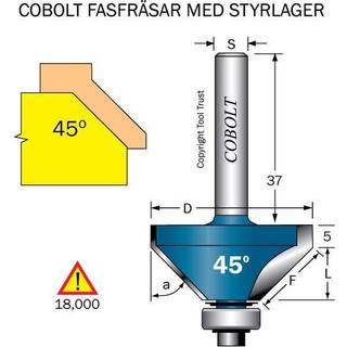 Cobolt 208-032 Fasfræser med styrelejer