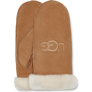 Mitten W Shearling Embroider S-M - Chestnut - S-M