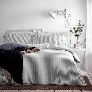 Yard Yard Grey Hebden Striped 100% Cotton Duvet Cover and Pillowcase Set