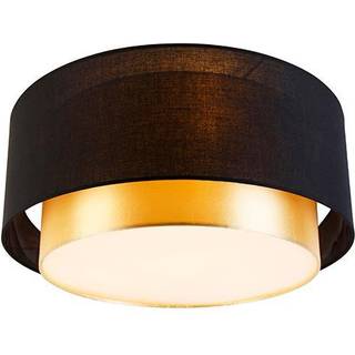Moderne loftslampe sort med guld 50 cm 3-lys - Drum Duo