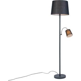 Klassisk gulvlampe sort med sort skærm og læselampe - Retro