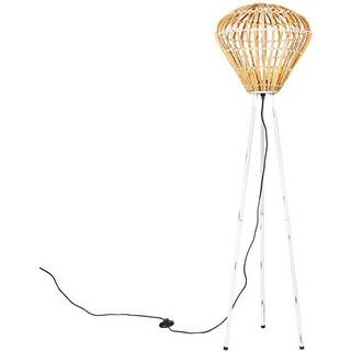 Rustik gulvlampe stativ bambus med hvid - Canna Diamond