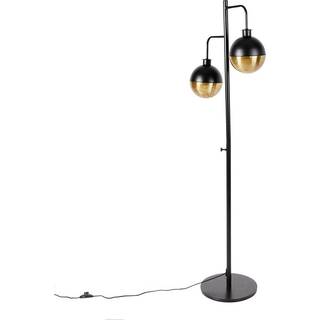 Industriel gulvlampe sort med messing 2-lys - Haicha