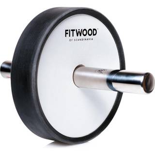 FitWood KIVI Ab Wheel - Hvid Træ / Rustfri Stål Håndtag / Sort Ring