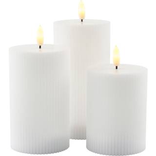 Smilla Genopladelig bloklys 10, 12,5 og 15 cm 3 stk. sæt, hvid