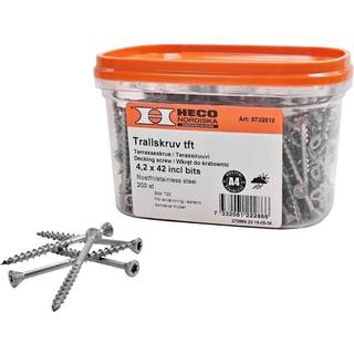 Heco 327042042044H Terrasseskrue TFT, rustfrit stål A4 4,2 x 42 mm, pakke med 200