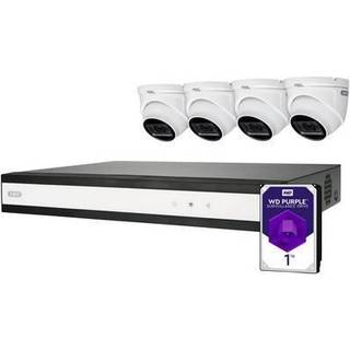 ABUS komplet sæt med hybrid-videooptager og 4 analoge mini-dome-kameraer