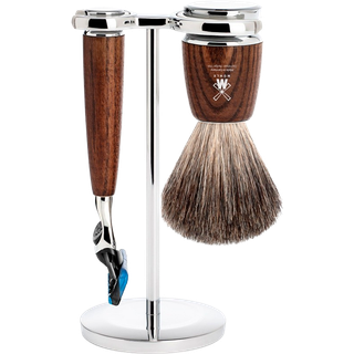 Mühle Barbersæt: Fusion Skaber, Pure Badger Barberkost og Holder, Rytmo, Ask - 1 sæt