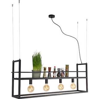 Industriel hængelampe sort med rack store 4 -lys - Cage Rack