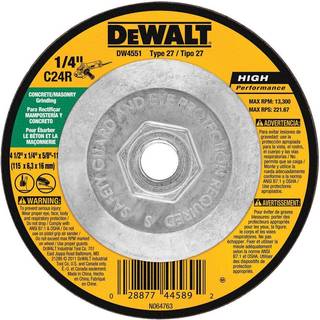 DEWALT DW4551 MASONRY Slibing Wheel 5/8-11-tommer Arbor 4-1/2-tommer med 1/4-tommer