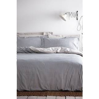 Yard Yard Navy Blue Hebden Striped 100 Cotton Duvet Cover and Pillowc Set