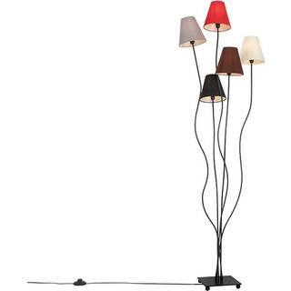 Design gulvlampe sort med stofskærme 5-lys - Melis
