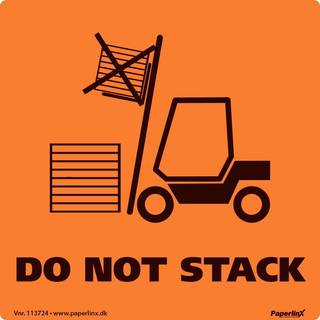 Etiketter med tryk "Do not stack" 100x100mm, 250 stk