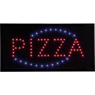 Securit LED skilt tofarvet med teksten PIZZA