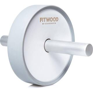 FitWood KIVI Ab Wheel - Hvid Træ / Rustfri Stål Håndtag / Grå Ring