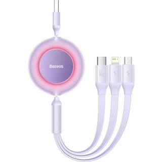 Baseus Bright Mirror 3in1 Kabel 66W USB-A til USB-C / Micro USB / Lightning Kabel 1.1m - Lilla