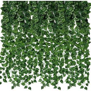 CEWOR 24 PAKK 173ft Kunstig Ivy Greenery Garland Fake Vines Hanging Plants Baggrop til værelse Soveværelse Vægindretning Grønne blade til jungle
