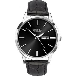 Sekonda 1705 Black Leather Strap Watch - W31185