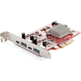 StarTech.com 4-Port USB PCIe Card 10Gbps USB PCI Express Expansion Card w/ 2 Controllers 2x USB-C & 2x USB-A ports (USB 3.2/3.1 Gen 2) USB/USB-C PCI-e Card Full Profile Brackets