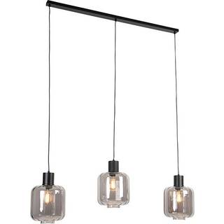Design hængende lampe sort med røgglas 3-lys 161,5 cm - Qara