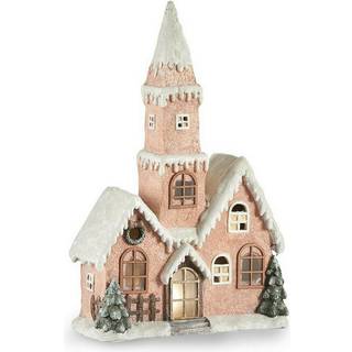 Dekorativ figur Hus Jul LED Lys Pink Hvid Brun Grøn Magnesium 21 x 77 x 48 cm
