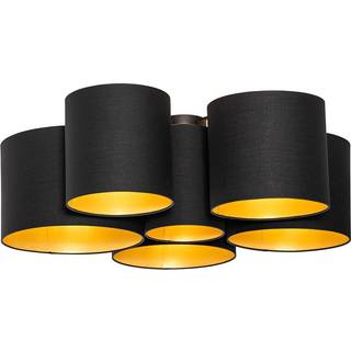 Loftslampe sort med guld indvendig 6-lys - Multidrum